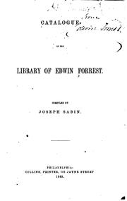Cover of: Catalogue of the library of Edwin Forrest.