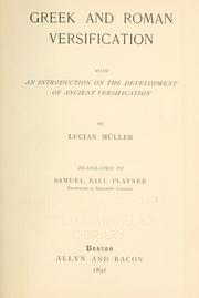 Cover of: Greek and Roman versification by Lucian Müller