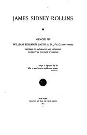 Cover of: James Sidney Rollins, memoir by William Benjamin Smith