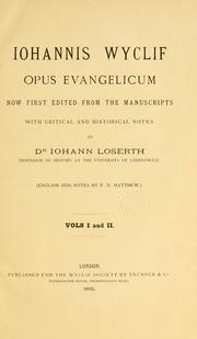 Cover of: Iohannis Wyclif Opus evangelicum by John Wycliffe