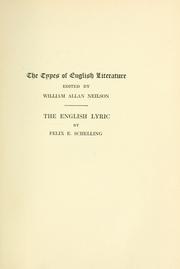 Cover of: The English lyric by Felix Emmanuel Schelling