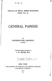 Cover of: General paresis by Emil Kraepelin