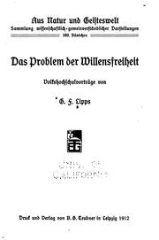 Cover of: Das problem der willensfreiheit by G. F. Lipps