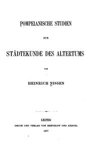 Cover of: Pompeianische Studien zur Städtekunde des Altertums by Nissen, Heinrich