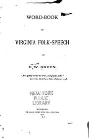 Cover of: Word-book of Virginia folk-speech