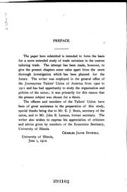 Cover of: Studies in trade unionism in the custom tailoring trade by Charles Jacob Stowell