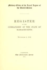 Cover of: Register of the commandery of the state of Massachusetts, November 1, 1912.