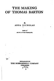 Cover of: The making of Thomas Barton