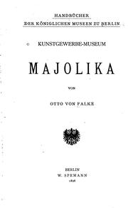 Cover of: Majolika by Otto von Falke, Otto von Falke