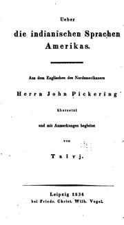 Cover of: Ueber die indianischen sprachen Amerikas. by Pickering, John