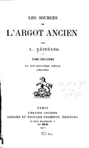 Cover of: Les sources de l'argot ancien