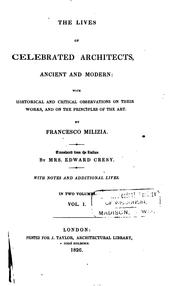 Cover of: The lives of celebrated architects, ancient amd modern by Francesco Milizia