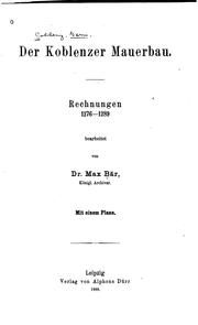 Cover of: Der Koblenzer Mauerbau.: Rechnungen 1276-1289