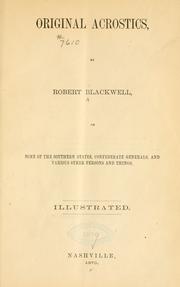 Original acrostics by Blackwell, Robert