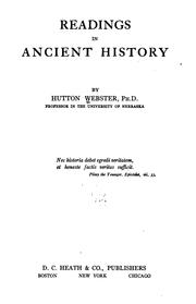 Cover of: Readings in ancient history by Webster, Hutton