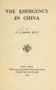 Cover of: The emergency in China