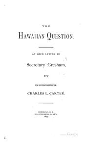 Cover of: The Hawaiian question.: An open letter to Secretary Gresham