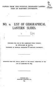 Cover of: List of geographical lantern slides. by Davis, William Morris