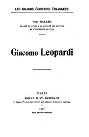 Cover of: Giacomo Leopardi. by Paul Hazard