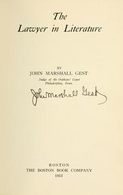 Cover of: The lawyer in literature by John Marshall Gest