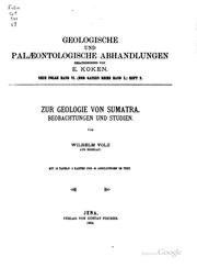 Cover of: Zur geologie von Sumatra: Beobachtungen und studien