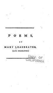 Cover of: Poems by Mary Leadbeater