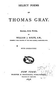 Cover of: Select poems of Thomas Gray.