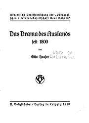 Cover of: Das drama des auslands seit 1800 by Hauser, Otto