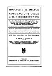 Cover of: Hodgson's estimator and contractor's guide for pricing builder's work