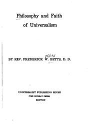 Cover of: Philosophy and faith of Universalism