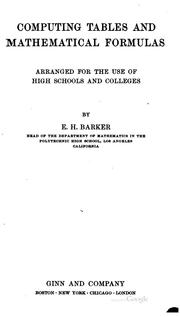 Cover of: Computing tables and mathematical formulas by Barker, E. H.