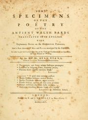 Cover of: Some specimens of the poetry of the antient Welsh bards.