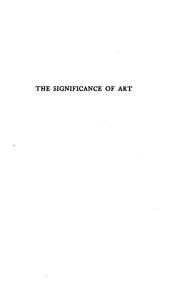 Cover of: The significance of art by Eleanor Harris Rowland