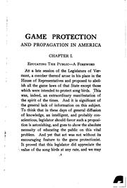 Cover of: Game protection and propagation in America by Chase, Henry