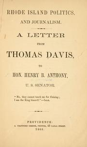 Rhode Island politics, and journalism by Davis, Thomas