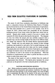 Cover of: Yield from eucalyptus plantations in California