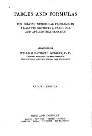 Cover of: Tables and formulas for solving numerical problems in analytic geometry, calculus and applied mathematics by William Raymond Longley
