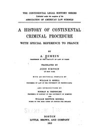 Cover of: A history of continental criminal procedure, with special reference to France