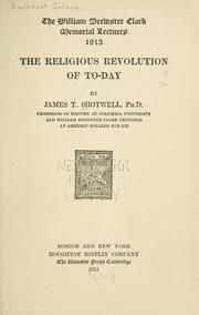 Cover of: The religious revolution of to-day