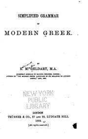 Cover of: Simplified grammar of Modern Greek.