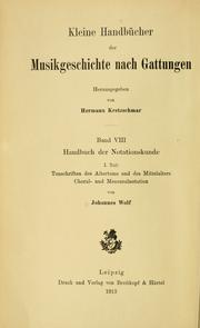 Cover of: Handbuch der notationskunde