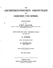 Cover of: Die Architektonischen ordnungen der Griechen und Römer.