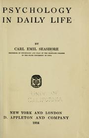 Cover of: Psychology in daily life by Carl E. Seashore