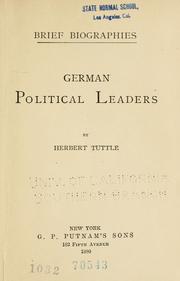 Cover of: German political leaders by Herbert Tuttle