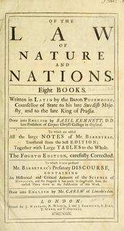 Cover of: Of the law of nature and nations.: Eight books.