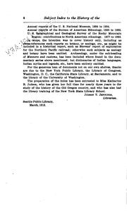 Cover of: Subject index to the history of the Pacific northwest and of Alaska: as found in the United States government documents, congressional series, in the American state papers, and in other documents, 1789-1881