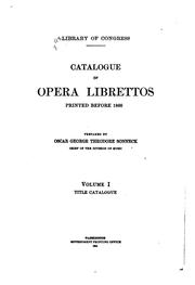 Cover of: Catalogue of opera librettos printed before 1800