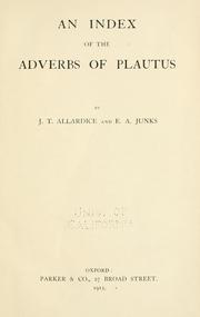 Cover of: An index of the adverbs of Plautus