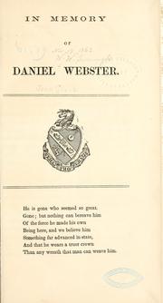 Cover of: In memory of Daniel Webster. by 