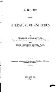 Cover of: A guide to the literature of æsthetics. by Charles Mills Gayley